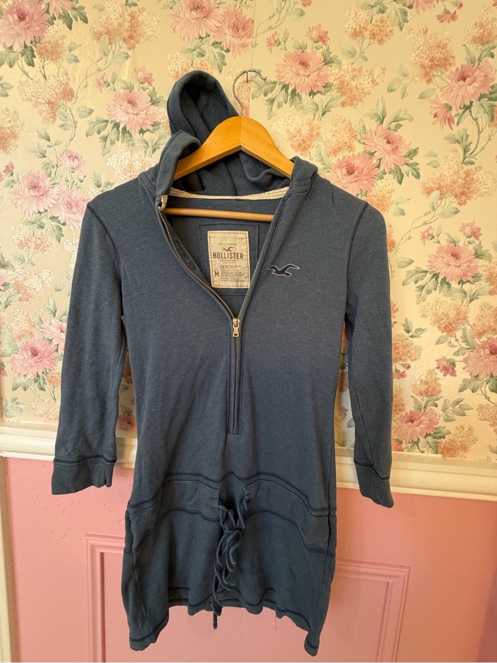 Hollister Navy Hooded Zip-Front Tunic